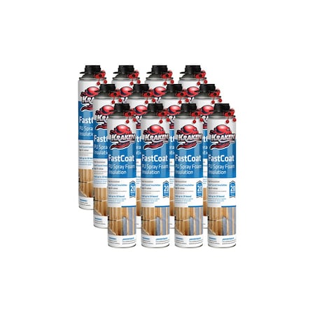 Krakenbond Krakenbond FastCoat Insulation Foam Spray, 27.1 oz. 12 Pack, Gun Use, 12PK 12FCPACK